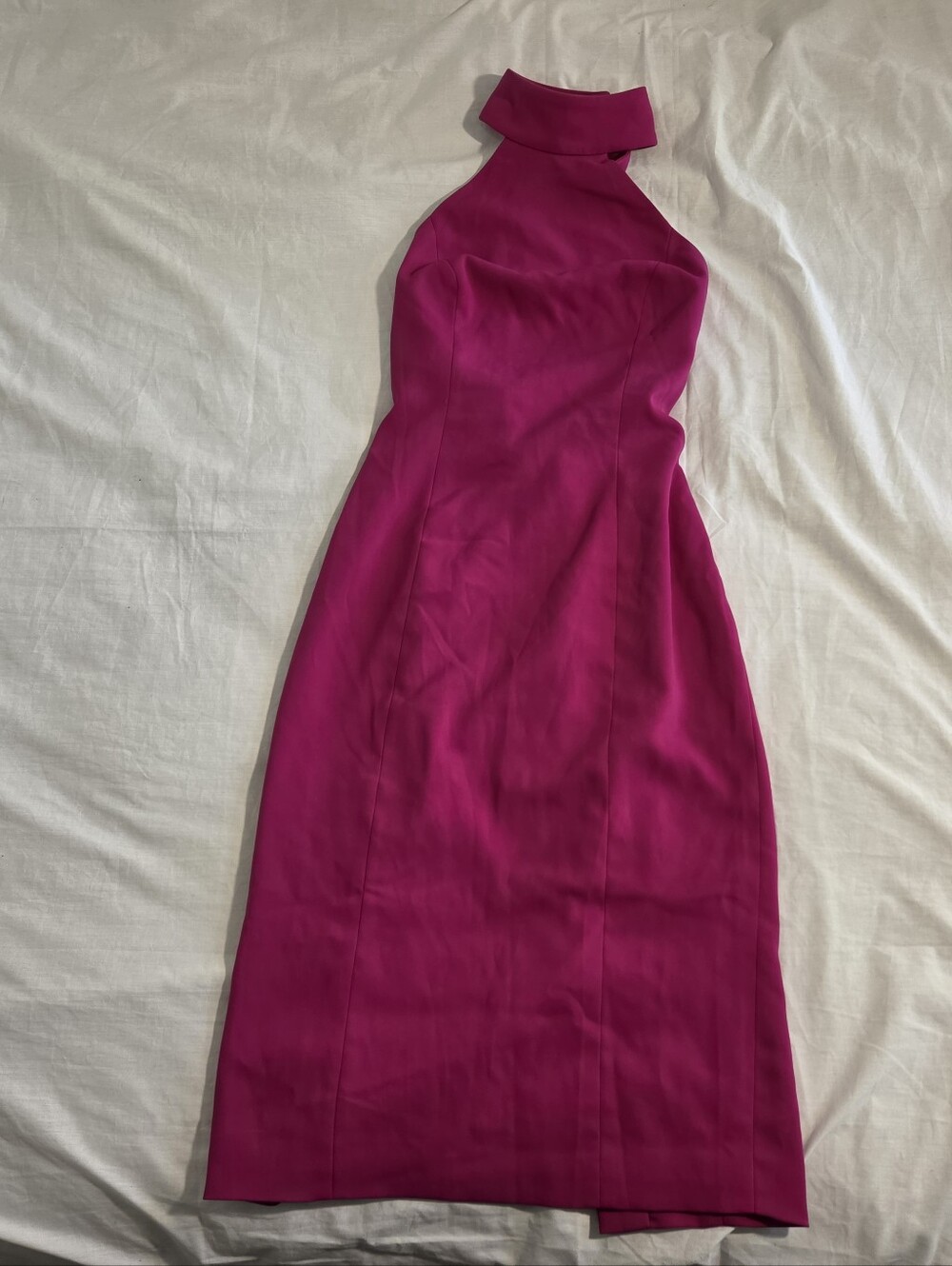 ​Jay Godfrey Fuchsia Pink Tannen Halter Open Back Midi Dress